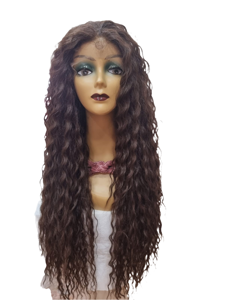 Wig front lace riccia brasiliana XL castano n6