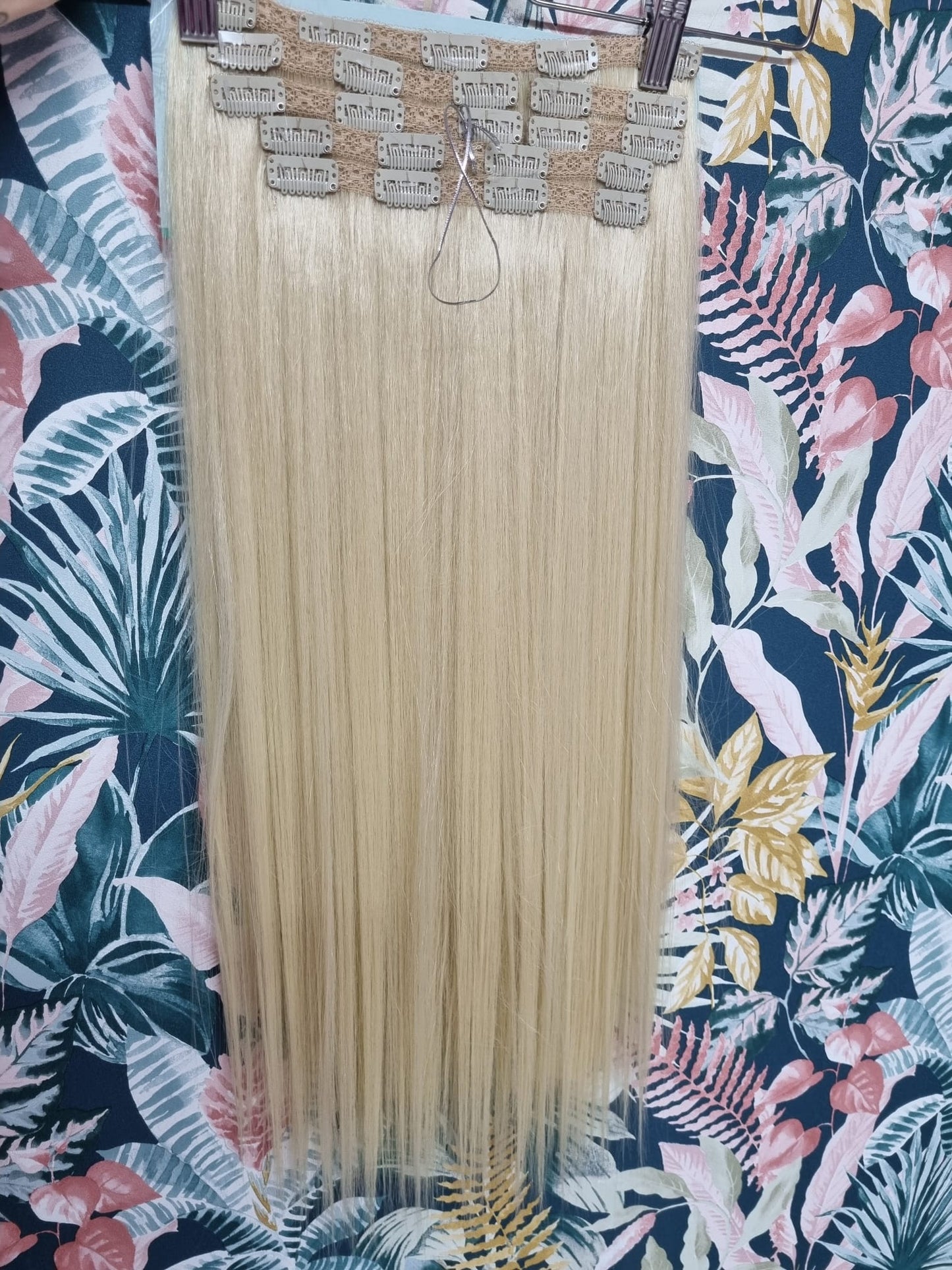 Extension clip 70cm 7bande 230GR in termofibra liscie biondo platino