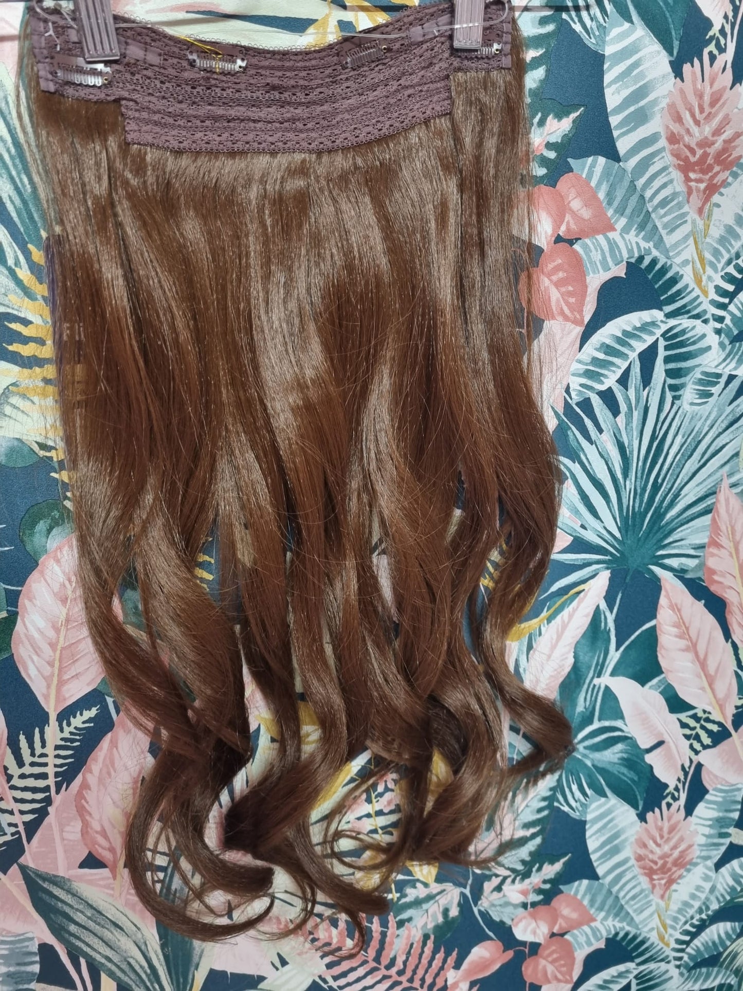 Extension clip in termofibra con filo invisibile unica banda 105gr 50/55cm ondulato castano n6