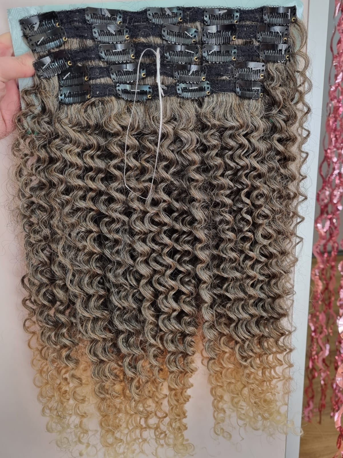 Extension 7 bande riccio afro biondo degradè