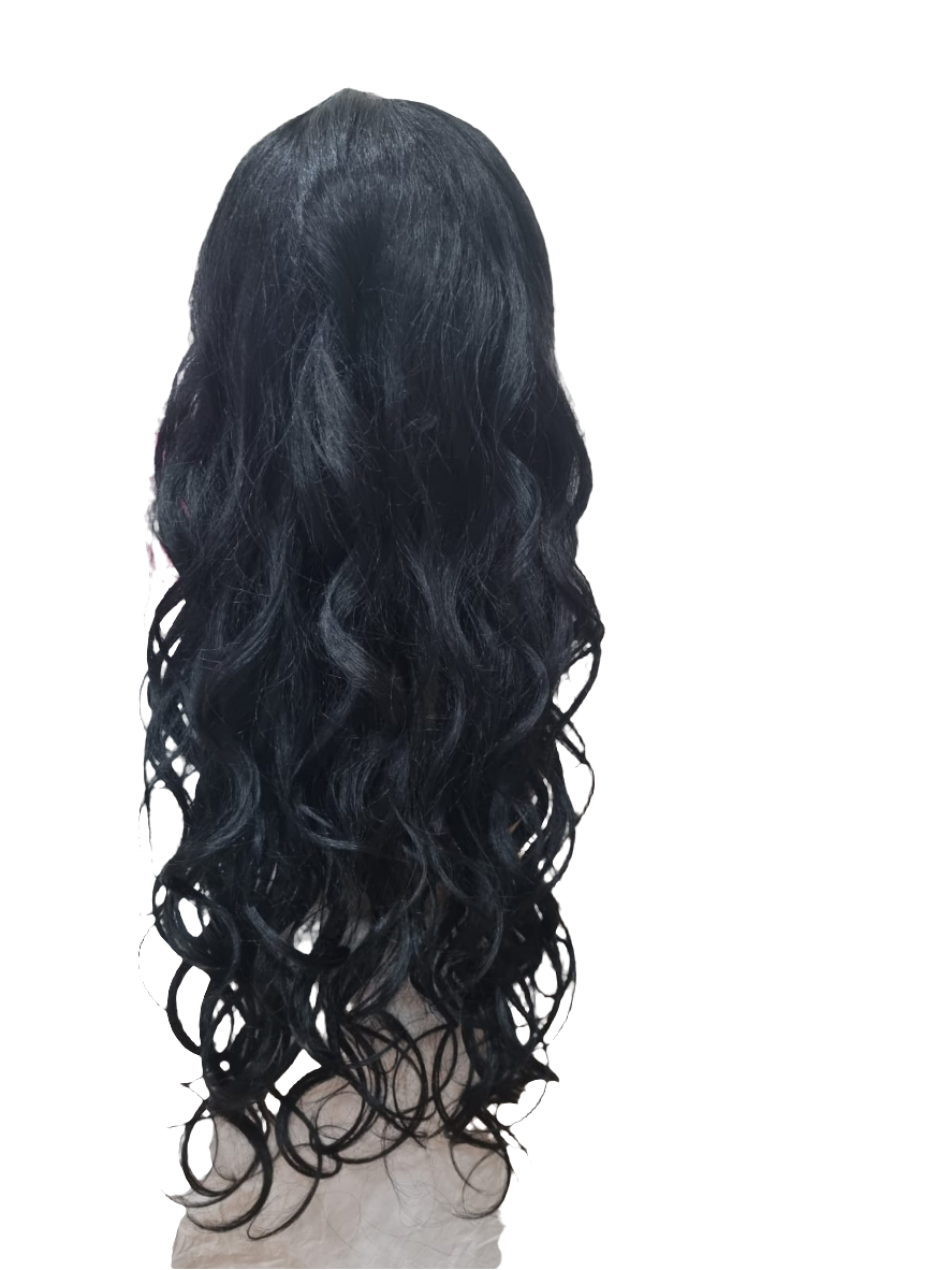Wig mossa con frangia 70cm color nero