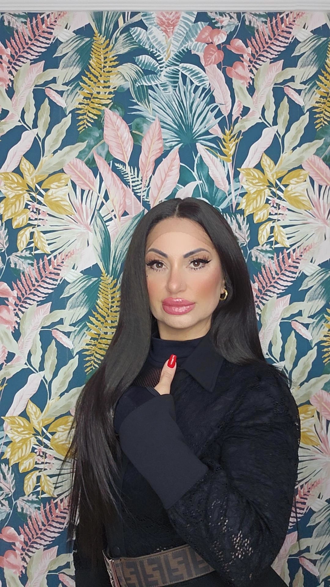 Wig front lace liscia scalata 65/70cm nero n2
