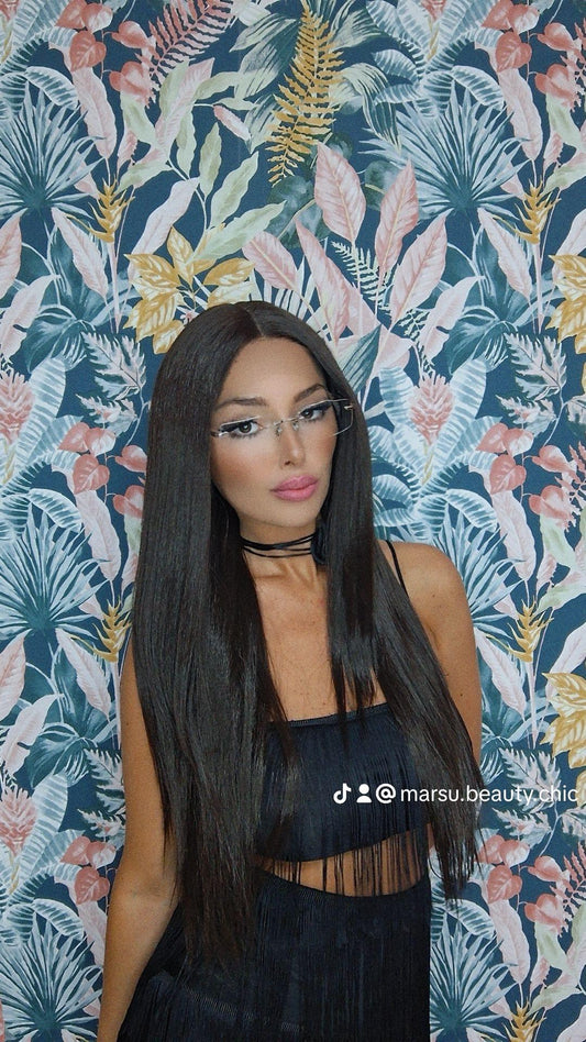 Wig front lace liscia scalata col.castano n4
