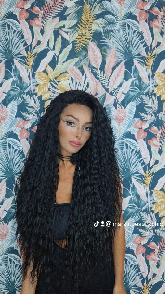 Wig front lace riccia brasiliana XL col.nero